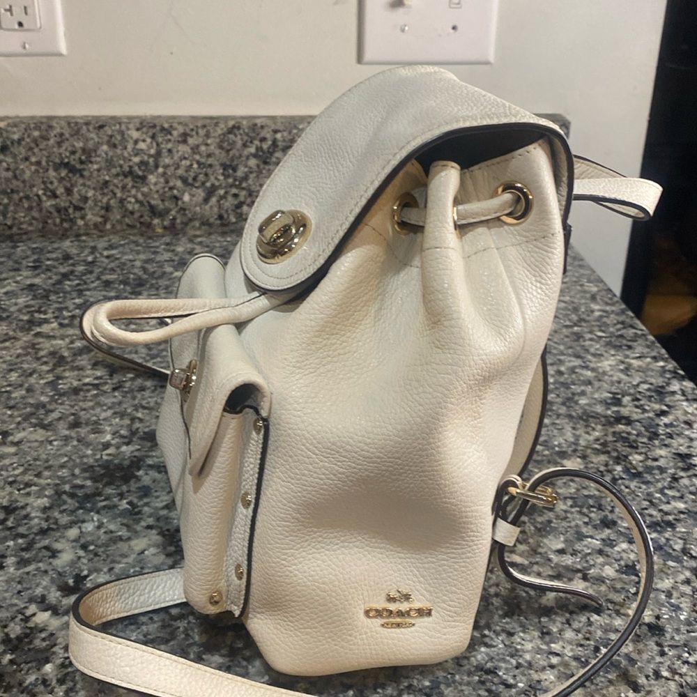 Coach White Leather Drawstring Backpack